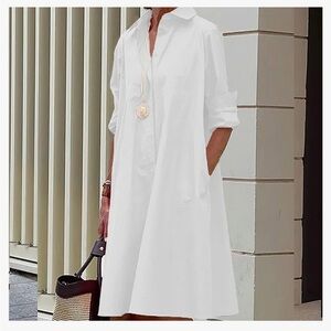 Elegant White Shirt Dress